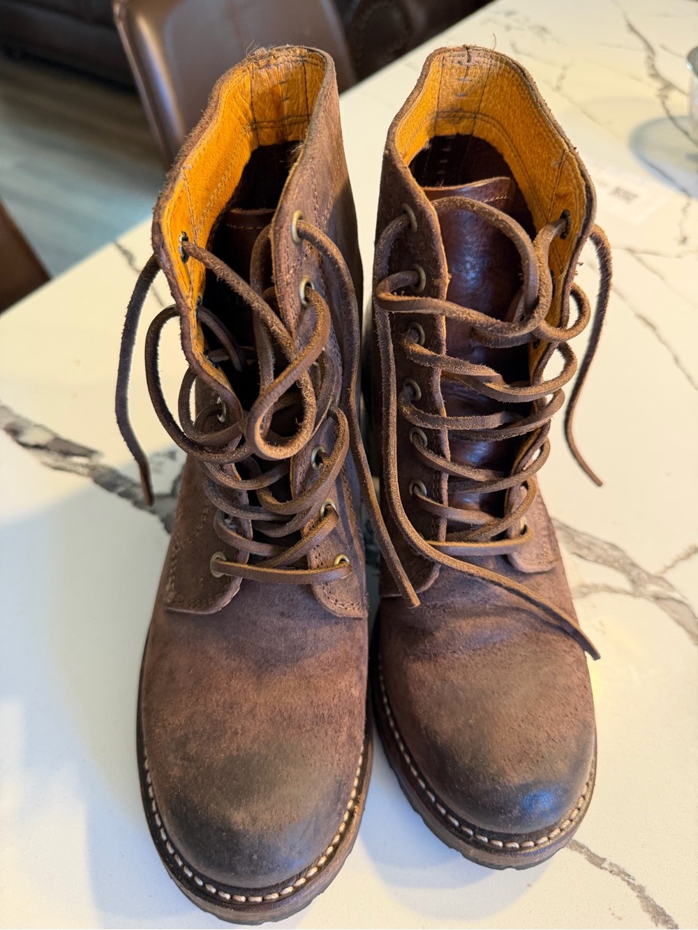 FRYE Sabrina Made in USA  Brown Suede Lace-Up Women's Ankle Boots ~ size 6 - Picture 4 of 7